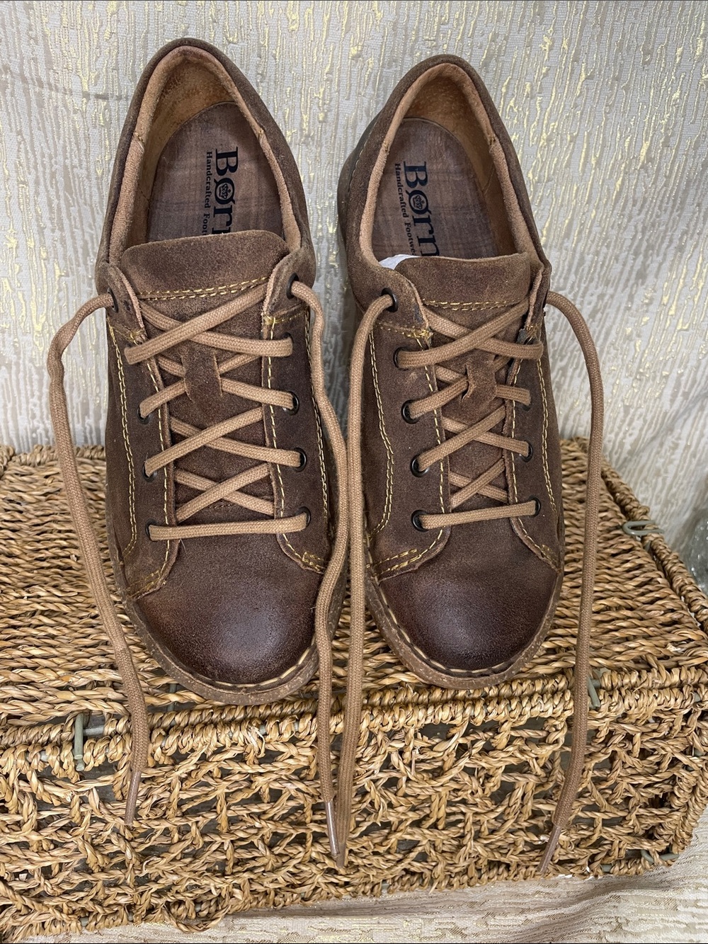 Born Woman’s Brown Leather Casual Lace-Up LoafersSz 8.5 MINT